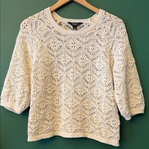 Simply Vera Vera Wang Cream Crochet Womens S Sweater Boho Festival Vibes